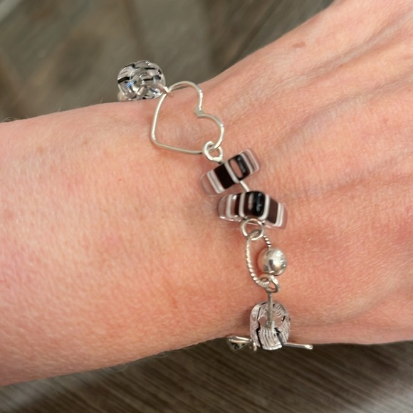 Vintage 2000’s Sterling Silver Stars, Heart & Glass Link Bracelet 7 3/4” approx - Picture 11 of 14